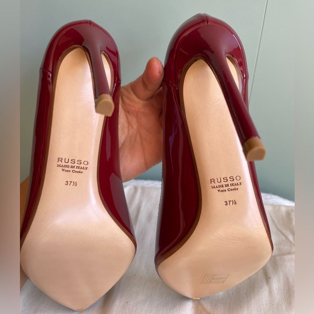 Nwob Francesco Russo R1p057 Vernice Amaranto (Red Patent Leather) Pump Sz 37.5 — image 8 of 8